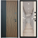 Входная дверь Матадор MXL-2 орех американский мокко/панель зеркало 2, софт шампань