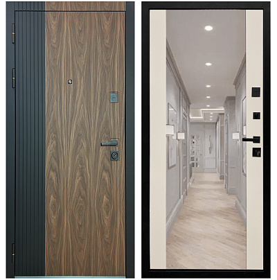 Входная дверь Матадор MXL-2 орех американский мокко/панель зеркало 2, софт шампань