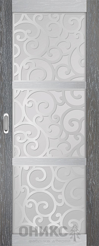 Перегородка Оникс №2 дуб седой/Р-№1, сатинат белый