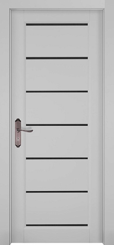 Дверь ДР массив ольхи Премьер плюс эмаль грей, стекло мателюкс графит