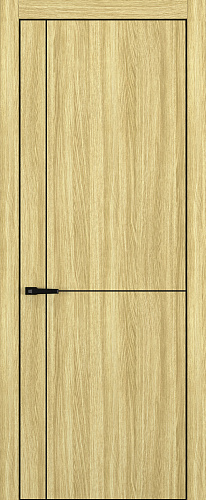 Дверь Z K17 toppan дуб натуральный, ALU кромка черная, молдинг черный, глухая
