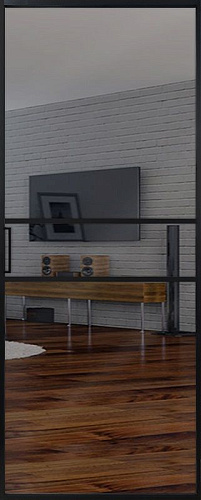 Перегородка Alum №2 черный, триплекс зеркало графит