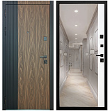 Входная дверь Матадор MXL-2 орех американский мокко/панель зеркало 1, белая матовая