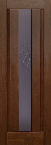 Дверь ОКА массив ольхи Версаль античный орех, стекло графит с фрезеровкой