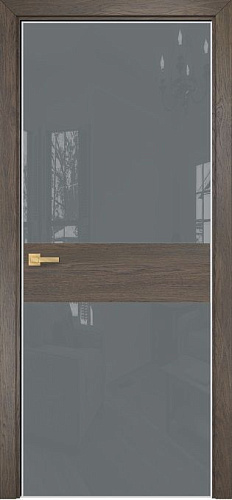 Дверь Оникс Соло 2 дуб античный, глухая, Lacobel RAL 7040