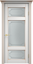 Недавно просмотренные - Дверь ПМЦ массив ольхи ОЛ55 белый грунт с патиной золото, стекло 55-1