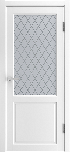 Дверь Сильвер эмалит белая, сатинат гравировка Ромбы