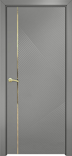 Дверь Оникс Нова эмаль RAL 7036 молдинг золото, глухая