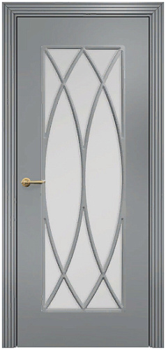 Дверь Оникс Турин фрезерованная эмаль RAL 7040, сатинато с решеткой №6