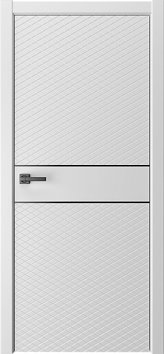 Дверь Версаль эмаль белая, молдинг черный, глухая