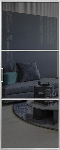 Перегородка Alum №3 хром, стекло прозрачное графит