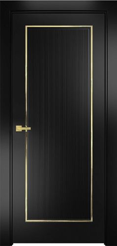 Дверь Оникс Сиэтл 1 эмаль черная молдинг золото, глухая