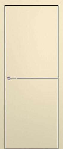 Дверь Z K10 полипропилен крем, ALU кромка черная, молдинг черный, глухая