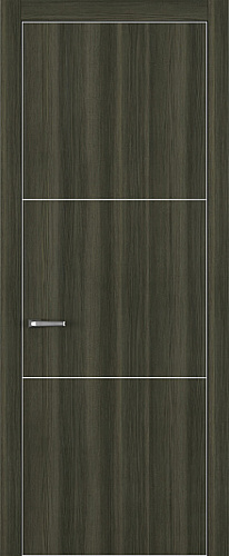 Дверь Z K11 toppan дуб темный, ALU кромка хром, молдинг серебро, глухая