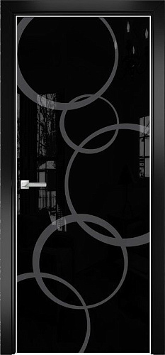 Дверь Оникс Арт, лакобель черный RAL 9005, пескоструй №4