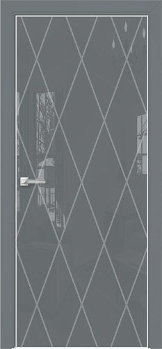 Дверь Оникс Арт, лакобель серый RAL 7040, пескоструй №11