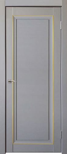 Дверь ДР экошпон Деканто ПДГ 2 бархат grey вставка золотистая, глухая