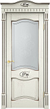 Дверь ПМЦ массив дуба Д3 эмаль F120 с черной патиной, стекло 3-1