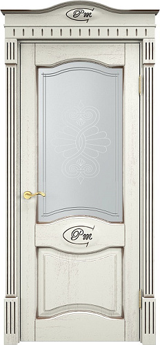 Дверь ПМЦ массив дуба Д3 эмаль F120 с черной патиной, стекло 3-1