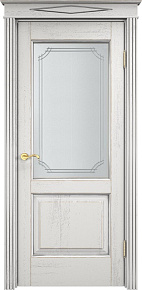 Недавно просмотренные - Дверь ПМЦ массив дуба Д13 белый грунт с патиной серебро микрано, стекло 13-5