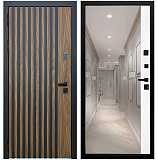 Входная дверь Матадор MXL-1 орех американский мокко/панель зеркало 1, белая матовая