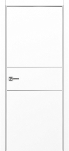 Дверь Эко 203 белый снежный молдинг SC, кромка AL хром SC с 2-х сторон, глухая