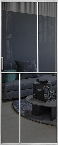 Перегородка Alum №6 хром, стекло прозрачное графит