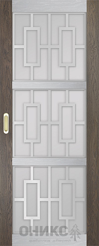 Перегородка Оникс №2 дуб античный/серебро/Р-№4, сатинат белый