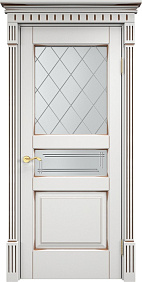 Недавно просмотренные - Дверь ПМЦ массив ольхи ОЛ5 белый грунт с патиной орех, стекло 5-2