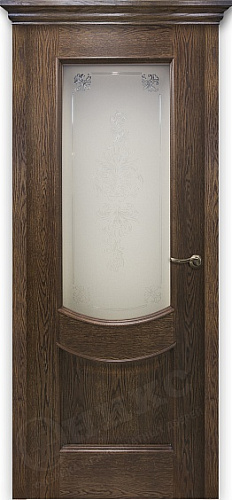 Дверь Оникс Рига дуб коньячный, контурный витраж №3