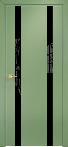 Дверь Оникс Верона 2 эмаль RAL 6021, глухая, триплекс черный