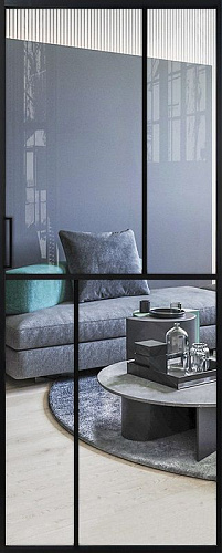 Перегородка Alum №6 черный, стекло прозрачное