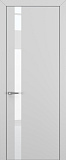 Дверь Z K2 полипропилен серый, ALU кромка хром, лакобель white pure, глухая
