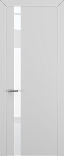 Дверь Z K2 полипропилен серый, ALU кромка хром, лакобель white pure, глухая