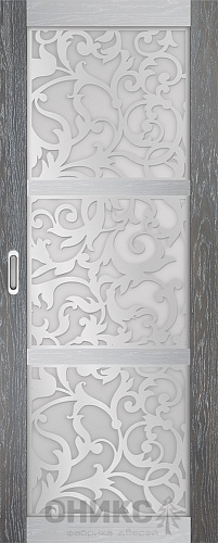 Перегородка Оникс №2 дуб седой/Р-№2, сатинат белый