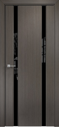 Дверь Оникс Престиж 2 серый дуб, триплекс черный