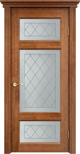 Дверь ПМЦ массив ольхи ОЛ55 орех 10%, стекло 55-8