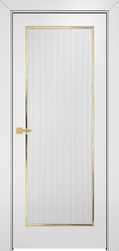 Дверь Оникс Сиэтл 1 эмаль белая молдинг золото, глухая