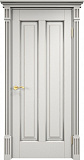 Дверь ПМЦ массив ольхи ОЛ102 белый грунт с патиной серебро, глухая