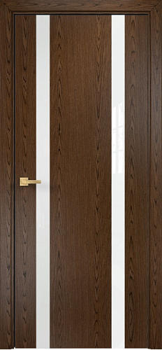 Дверь Оникс Верона 2 орех тангентальный, триплекс белый