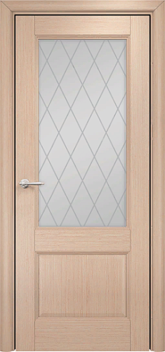 Дверь Оникс Италия 2 беленый дуб, сатинат пескоструй Ромбы