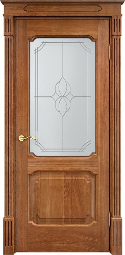 Дверь ПМЦ массив дуба Д7 орех 10%, стекло 7-1
