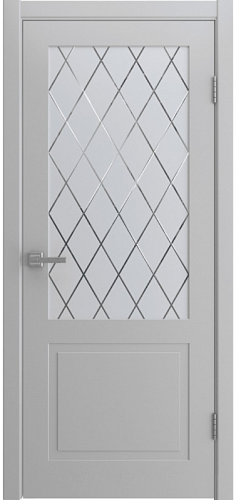 Дверь Verona эмаль светло-серая, сатинат гравировка Ромбы