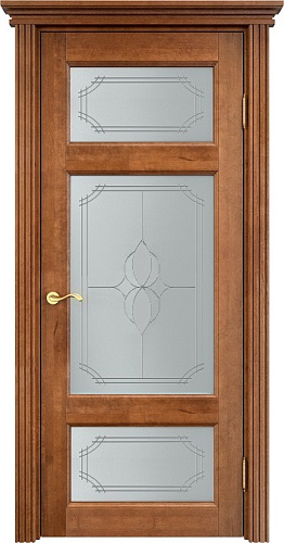 Дверь ПМЦ массив ольхи ОЛ55 орех 10%, стекло 55-3