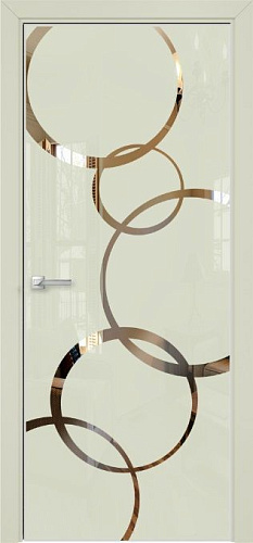 Дверь Оникс Арт, лакобель слоновая кость RAL 1013, зеркало №4