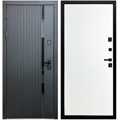 Входная дверь Матадор MXМ-7 антрацит софт/панель Вертикаль, белая матовая