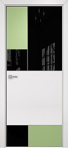 Недавно просмотренные - Дверь Оникс New York эмаль фисташковая/эмаль белая, глухая с вставкой лакобель RAL 9005