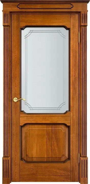 Дверь Итальянская Легенда массив дуба Д7 медовый с патиной орех, стекло 7-3