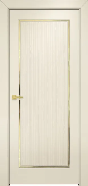 Двери в интерьере - Дверь Оникс Сиэтл 1 эмаль слоновая кость молдинг золото, глухая