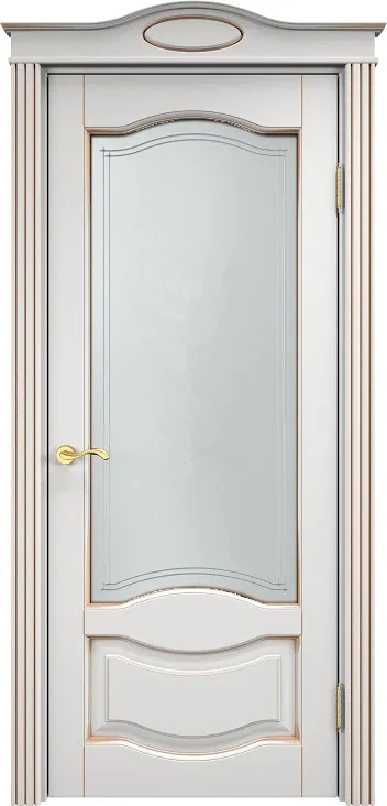 Двери в интерьере - Дверь ПМЦ массив ольхи ОЛ33 белый грунт с патиной золото, стекло 33-2